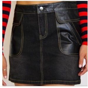 Bebe Leather 29” denim mini skirt Black